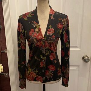 Ralph Lauren silk / cotton floral print cardigan, S